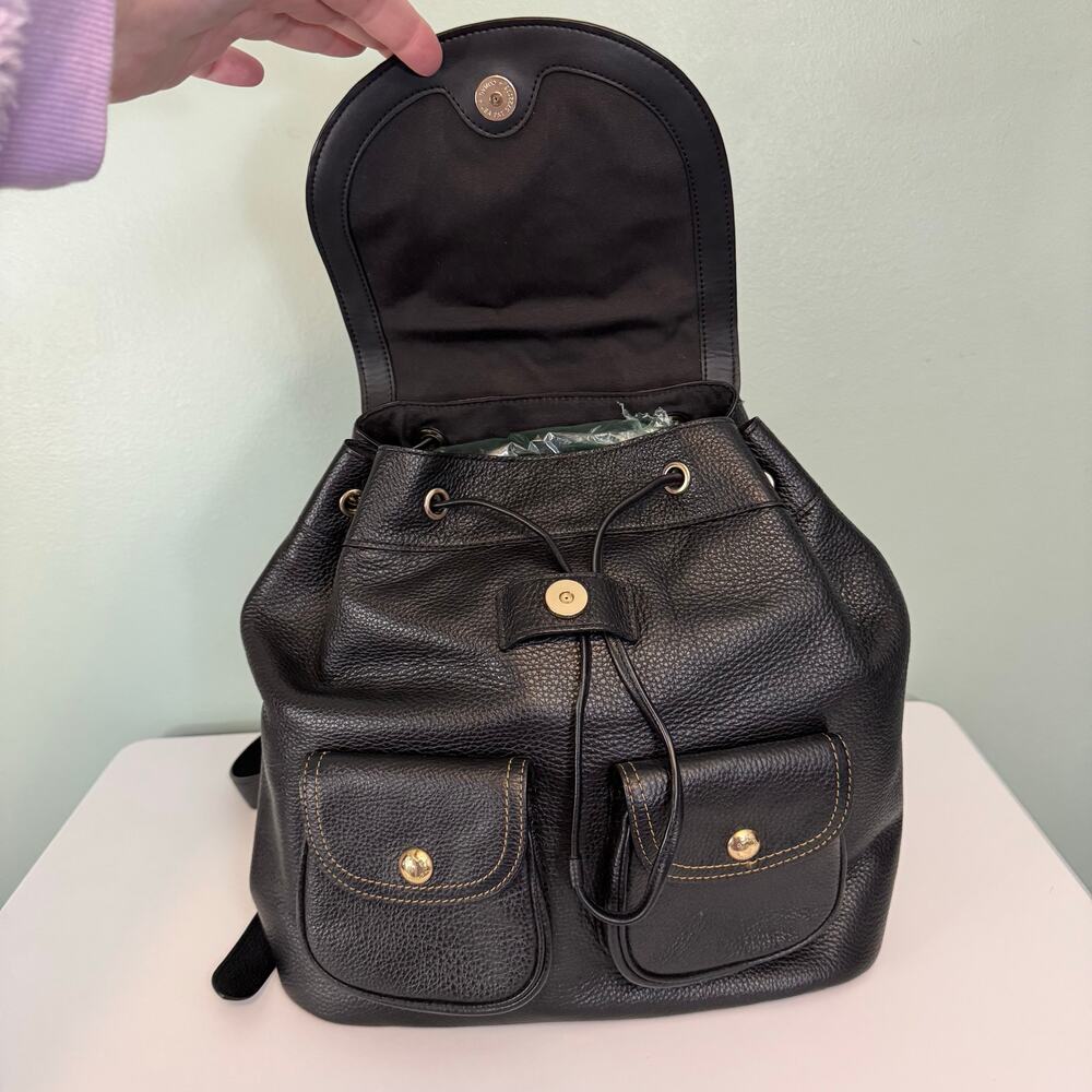 Coach Pennie Backpack Black 6145 Pebbled Leather Luxury Dark Academia Minimalist - Picture 7 of 13